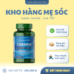 Viên Uống Hỗ Trợ Đường Huyết Puritan's Pride Cinnamon 2000mg - 120 Viên Chiết Xuất Quế Tự Nhiên, Cải Thiện Sức Khỏe Tim Mạch