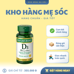 Viên Uống Vitamin D3 Nature’s Bounty 1000IU 120 Viên - Hỗ Trợ Xương Chắc Khỏe và Tăng Cường Miễn Dịch - Sản Phẩm Chính Hãng Mỹ