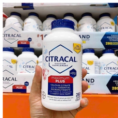 Viên uống bổ sung canxi Citracal Maximum Plus 280 viên - Canxi và Vitamin D3 cho xương chắc khỏe, hỗ trợ hấp thụ tốt hơn