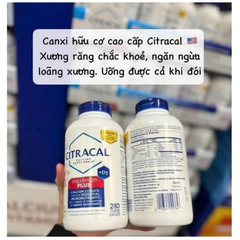Viên uống bổ sung canxi Citracal Maximum Plus 280 viên - Canxi và Vitamin D3 cho xương chắc khỏe, hỗ trợ hấp thụ tốt hơn