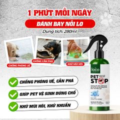 Xịt Xua Đuổi Chó Mèo PET STOP 260ml - Ngăn Chặn Đuổi Thú Cưng Phóng Uế Bừa Bãi, Khử Mùi Hiệu Quả, An Toàn Cho Thú Cưng