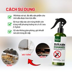 Chai Xịt Đuổi Kiến Sinh Học The Loco 260ml - An Toàn, Không Độc Hại, Tinh Dầu Tự Nhiên, Giải Pháp Đuổi Côn Trùng Hiệu Quả