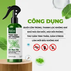 Xịt Phòng Tinh Dầu Sả Bạc Hà The Loco - Khử Mùi, Thanh Lọc Không Khí, Hương Tươi Mát 250ml - Giải Pháp Thơm Sạch Tự Nhiên