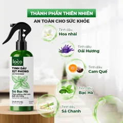 Xịt Phòng Tinh Dầu Sả Bạc Hà The Loco - Khử Mùi, Thanh Lọc Không Khí, Hương Tươi Mát 250ml - Giải Pháp Thơm Sạch Tự Nhiên