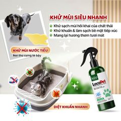 Chai xịt khử mùi Loco Pet cho chó mèo - Khử mùi nước tiểu, kháng khuẩn an toàn, hương sả trà xanh 260ML
