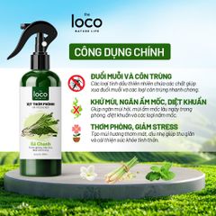 Xịt Thơm Phòng Tinh Dầu The Loco - Hương Sả Chanh, Cam Quế, Nhài, Oải Hương Đuổi Muỗi, Khử Mùi Tự Nhiên 260ml