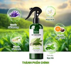 Xịt Thơm Phòng Tinh Dầu The Loco - Hương Sả Chanh, Cam Quế, Nhài, Oải Hương Đuổi Muỗi, Khử Mùi Tự Nhiên 260ml
