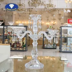 Chân Nến Pha Lê 3 Tay Bohemia - Chất Lượng Cao 42cm, Thiết Kế Sang Trọng, Trang Trí Bàn Tiệc Châu Âu, Quà Tặng Ý Nghĩa