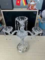 Chân Nến Pha Lê 3 Tay Bohemia - Chất Lượng Cao 42cm, Thiết Kế Sang Trọng, Trang Trí Bàn Tiệc Châu Âu, Quà Tặng Ý Nghĩa