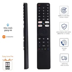 Điều khiển Remote Giọng Nói TIVI Xiaomi Dài 4 Nút Trắng - Phím Êm Nhạy, Tặng Pin - Phụ Kiện Tiện Ích Cho TV