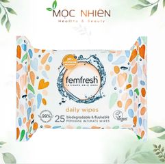 Khăn ướt vệ sinh vùng kín Femfresh - Khăn hàng ngày chiết xuất tự nhiên, pH cân bằng, 25 tờ tiện lợi, dễ sử dụng