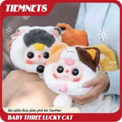 MÔ HÌNH BLIND BOX BABY THREE MÈO THẦN TÀI - FORTUNE CAT ZIPPER BAG - CHÍNH HÃNG DOUMI