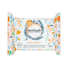 Khăn ướt Femfresh Vệ Sinh Vùng Kín Hàng Ngày - 25 Tờ Chiết Xuất Tự Nhiên, Kháng Khuẩn, Hỗ Trợ Cân Bằng pH, Có Thể Xả Vào Bồn Cầu