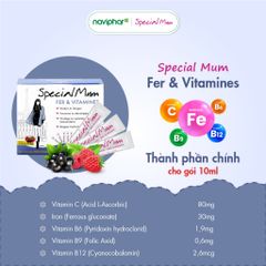Sắt nước Special Mum Fer et Vitamines - Bổ sung sắt cho bà bầu và mẹ sau sinh, ngăn ngừa thiếu máu, 10ml x 20 gói