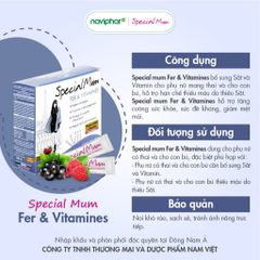 Sắt nước Special Mum Fer et Vitamines - Bổ sung sắt cho bà bầu và mẹ sau sinh, ngăn ngừa thiếu máu, 10ml x 20 gói