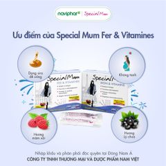 Sắt nước Special Mum Fer et Vitamines - Bổ sung sắt cho bà bầu và mẹ sau sinh, ngăn ngừa thiếu máu, 10ml x 20 gói