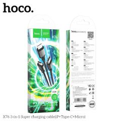 Cáp Sạc Siêu Tốc 3 Trong 1 HOCO X76/X75 - Lightning, Type-C, Micro 1M, 2A - Phụ Kiện Điện Thoại Tiện Dụng, Bền Bỉ