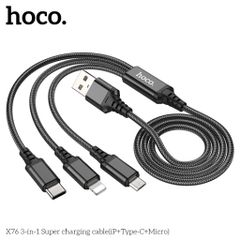 Cáp Sạc Siêu Tốc 3 Trong 1 HOCO X76/X75 - Lightning, Type-C, Micro 1M, 2A - Phụ Kiện Điện Thoại Tiện Dụng, Bền Bỉ