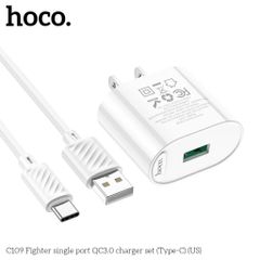 Bộ Sạc Nhanh 18W Chống Cháy HOCO C109 Fighter - Sạc QC3.0, Type-C, Dễ Dàng Mang Theo, Phụ Kiện Thông Minh Cho Điện Thoại Và Thiết Bị Điện Tử