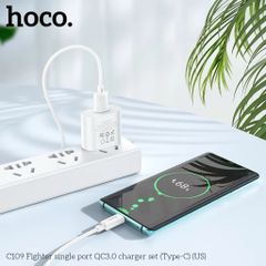 Bộ Sạc Nhanh 18W Chống Cháy HOCO C109 Fighter - Sạc QC3.0, Type-C, Dễ Dàng Mang Theo, Phụ Kiện Thông Minh Cho Điện Thoại Và Thiết Bị Điện Tử