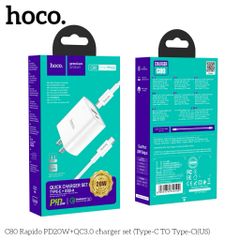 Bộ Sạc Nhanh Hoco C80 - PD20W QC3.0 Kèm Cáp Type-C, Sạc 2 Cổng USB và Type-C Tiện Lợi Nguyên Bảo Hành 6 Tháng