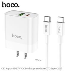 Bộ Sạc Nhanh Hoco C80 - PD20W QC3.0 Kèm Cáp Type-C, Sạc 2 Cổng USB và Type-C Tiện Lợi Nguyên Bảo Hành 6 Tháng