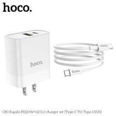 Bộ Sạc Nhanh Hoco C80 - PD20W QC3.0 Kèm Cáp Type-C, Sạc 2 Cổng USB và Type-C Tiện Lợi Nguyên Bảo Hành 6 Tháng