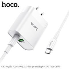 Bộ Sạc Nhanh Hoco C80 - PD20W QC3.0 Kèm Cáp Type-C, Sạc 2 Cổng USB và Type-C Tiện Lợi Nguyên Bảo Hành 6 Tháng