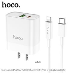 Bộ Sạc Nhanh Hoco C80 - PD20W QC3.0 Kèm Cáp Type-C, Sạc 2 Cổng USB và Type-C Tiện Lợi Nguyên Bảo Hành 6 Tháng