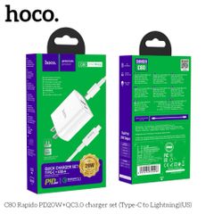 Bộ Sạc Nhanh Hoco C80 - PD20W QC3.0 Kèm Cáp Type-C, Sạc 2 Cổng USB và Type-C Tiện Lợi Nguyên Bảo Hành 6 Tháng