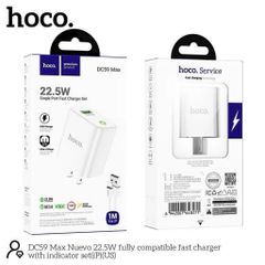 Bộ Sạc Kèm Dây Hoco DC59 Max 22.5W - Sạc Nhanh Cho iPhone và Thiết Bị Di Động Khác, Thiết Kế Gọn Nhẹ, Tiện Lợi