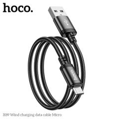Cáp Sạc Nhanh 2.4A HOCO X89 Micro - Dây Bện Chống Rối, Tương Thích Android & Micro USB, Hiệu Suất Sạc Cao 1m