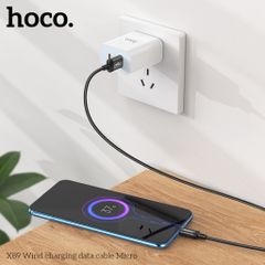 Cáp Sạc Nhanh 2.4A HOCO X89 Micro - Dây Bện Chống Rối, Tương Thích Android & Micro USB, Hiệu Suất Sạc Cao 1m