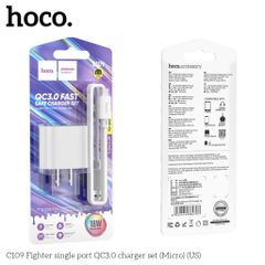 Bộ Sạc Nhanh 18W Hoco C109 Fighter QC3.0 Single Port - Sạc Di Động Tiện Lợi, Thiết Kế Nhỏ Gọn, Bao Gồm Cáp 1m