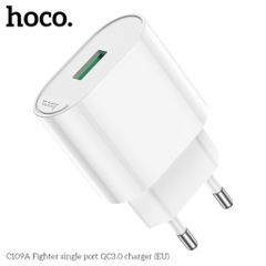 Cốc Sạc Nhanh Hoco C109A - 1 Cổng USB PD18W QC3.0 Chân Cắm Chuẩn EU, Chất Liệu PC Cao Cấp, Thiết Kế Tiện Lợi cho Điện Thoại