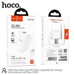 Bộ Sạc Nhanh 22.5W Hoco DC59 Max Type-C - Tương Thích Nhiều Thiết Bị, Kèm Dây Sạc Tiện Lợi, Sạc Nhanh QC3.0, Thiết Kế Nhỏ Gọn