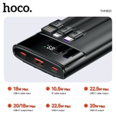 Pin Sạc Dự Phòng Hoco THM501 22.5W (10000mAh) - Màn Hình LED, Cáp Tích Hợp, Thiết Kế Gọn Nhẹ, Sạc Nhanh cho Điện Thoại, Laptop