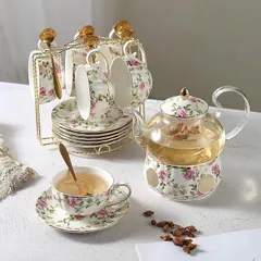 Bộ ấm trà sứ xương Hoàng Gia UK - Bộ trà cao cấp 1 ấm và 6 chén, đĩa, thìa, trang trí bàn tiệc sang trọng, quà tặng tinh tế