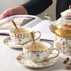 Bộ ấm trà sứ xương Hoàng Gia UK - Bộ trà cao cấp 1 ấm và 6 chén, đĩa, thìa, trang trí bàn tiệc sang trọng, quà tặng tinh tế
