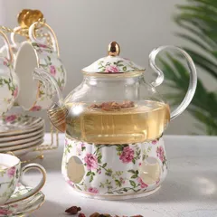 Bộ ấm trà sứ xương Hoàng Gia UK - Bộ trà cao cấp 1 ấm và 6 chén, đĩa, thìa, trang trí bàn tiệc sang trọng, quà tặng tinh tế