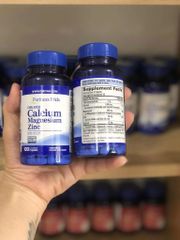 Viên uống Puritan's Pride Chelated Calcium Magnesium Zinc 100 viên - Bổ sung Canxi, Magie, Kẽm cho xương chắc khỏe và tăng cường miễn dịch
