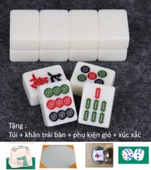 Bộ Cờ Mạt Chược Bạch Ngọc Size Trung - 30mm, 144 Quân, Chất Liệu Nhựa Melamine, Trò Chơi Giải Trí Thú Vị