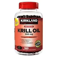 Dầu Nhuyễn Thể Kirkland Krill Oil 500mg - 180 Viên Hỗ Trợ Tim Mạch, Trí Não - Bổ Sung Omega-3 Tự Nhiên - Sản Phẩm Mỹ