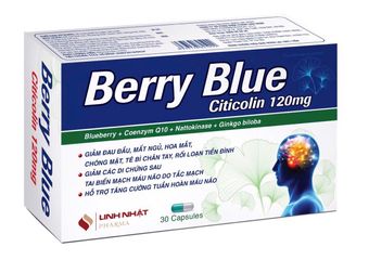 Viên bổ não Berry Blue Citicolin 120mg - Hỗ trợ trí nhớ, tuần hoàn máu não, giảm rối loạn tiền đình (30 viên)