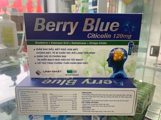 Viên bổ não Berry Blue Citicolin 120mg - Hỗ trợ trí nhớ, tuần hoàn máu não, giảm rối loạn tiền đình (30 viên)