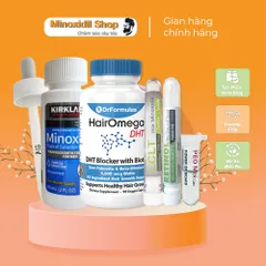 Combo Mọc Tóc Nâng Cao Kirkland - Set 5% Minoxidil và HairOmega DHT Blocker hỗ trợ kích thích mọc tóc và giảm rụng tóc hiệu quả