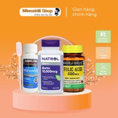 Combo Mọc Râu Tóc Minoxidil 5% + Biotin & Folic - Hỗ Trợ Tăng Trưởng Tóc Chắc Khỏe, Tặng Bột Hỗ Trợ LCLT