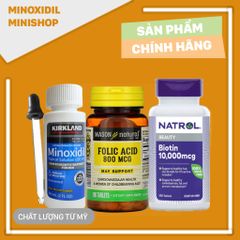 Combo Mọc Râu Tóc Minoxidil 5% + Biotin & Folic - Hỗ Trợ Tăng Trưởng Tóc Chắc Khỏe, Tặng Bột Hỗ Trợ LCLT
