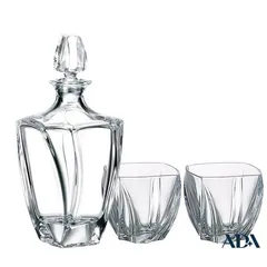 Bộ bình rượu Neptune Crystal Bohemia - Bình thủy tinh cao cấp với 6 ly, sang trọng cho tiệc tùng và thưởng thức rượu, xuất xứ CH Czech