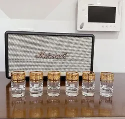 Bộ 6 Cốc Pha Lê Mạ Vàng Bohemia Versace Sang Trọng 45ml - Dụng Cụ Uống Rượu Cao Cấp, Thủy Tinh Chống Nhiệt, An Toàn Kháng Axit